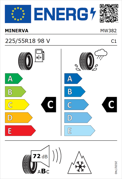 Tyre Label for Minerva Frostrack HP 225/55R18 98V