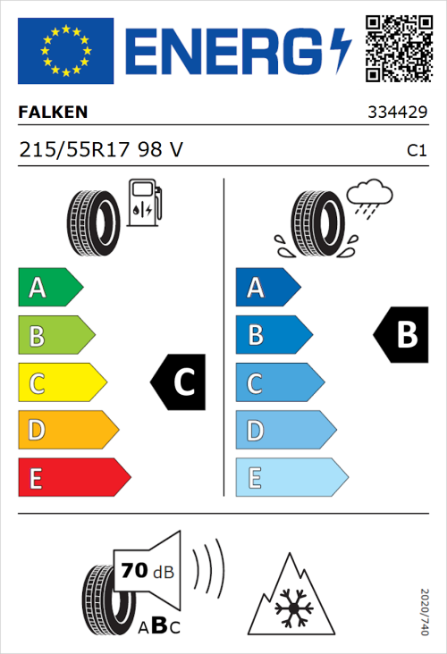 Tyre Label for Falken Euroall Season AS210 215/55R17 98V