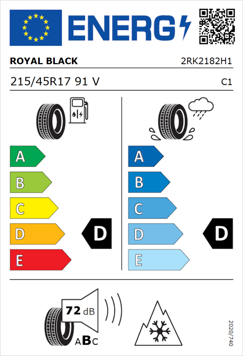 Tyre Label for Royal Black Winter HP 215/45R17 91V