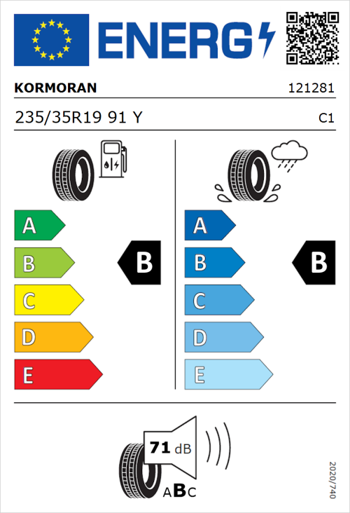 Tyre Label for Kormoran Summer 3 235/35R19 91Y